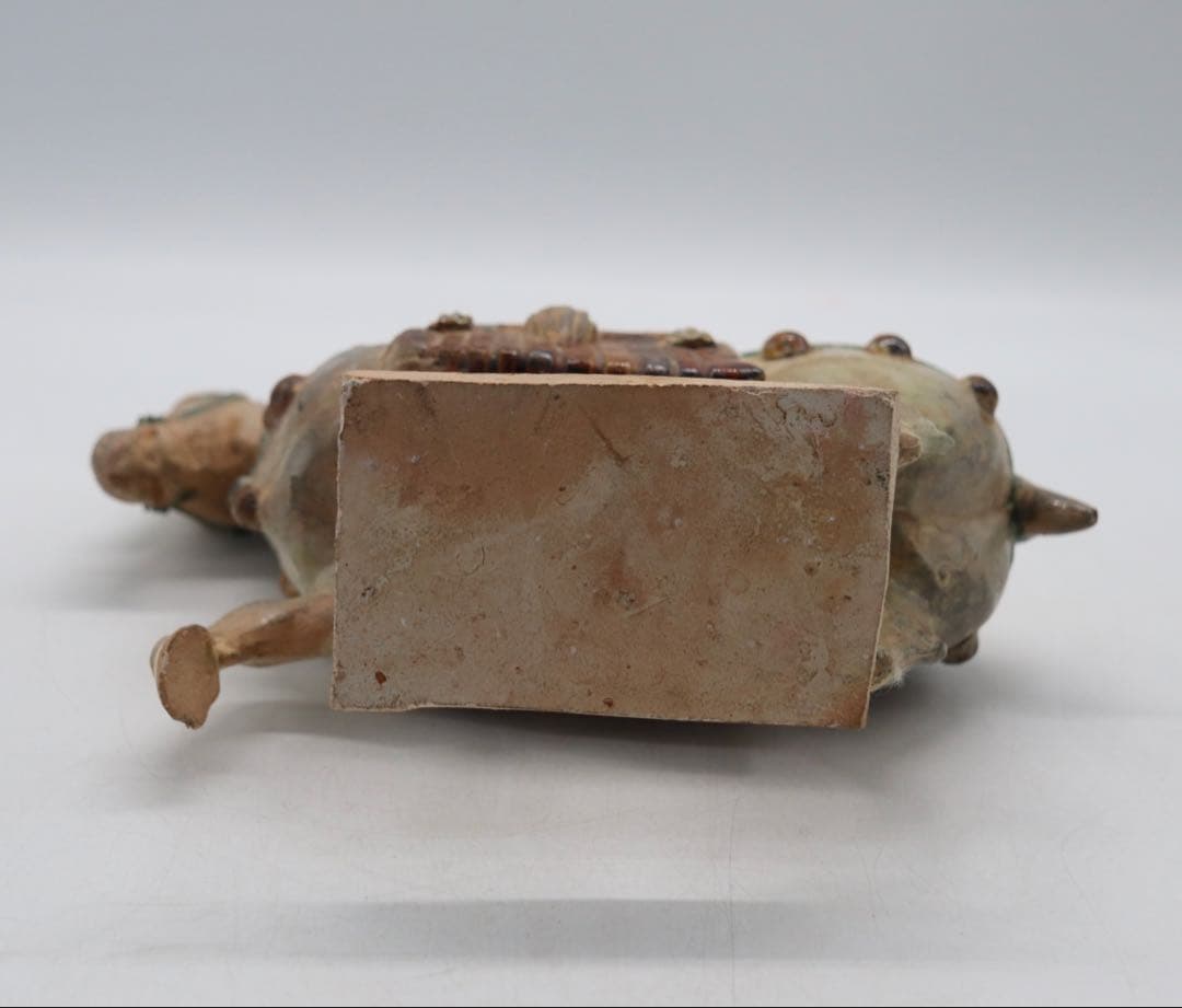 貴重　唐三彩　踏馬　紅木箱　時代物　送料込み250118