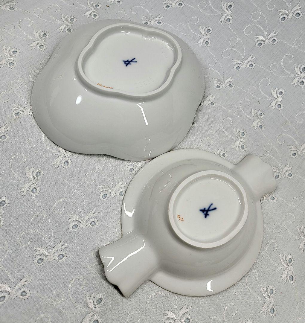 未使用近❤マイセン ベーシックフラワー 3つの花 オーバルプレート 小皿 2枚