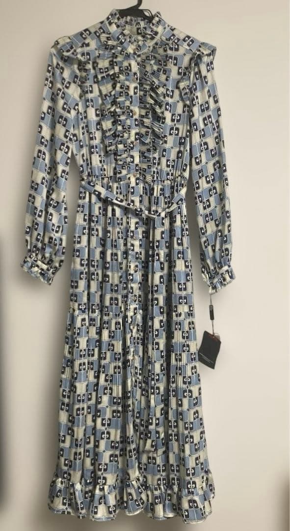 新品　タグ付　ダブルスタンダードクロージング 幾何学プリントサテンワンピース