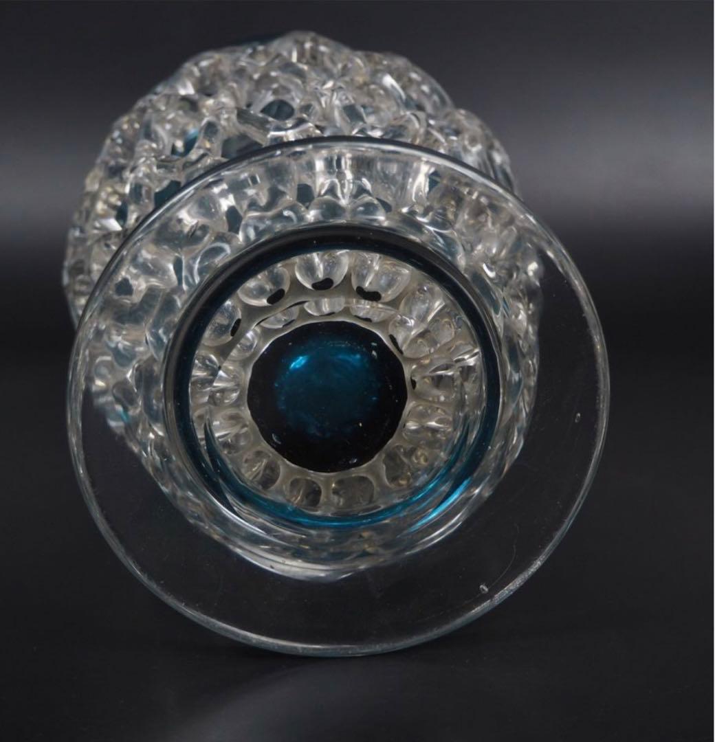 送料無料　時代物　ヴィンテージ　手造り二重透かしガラス花瓶　高さ26ｃｍ