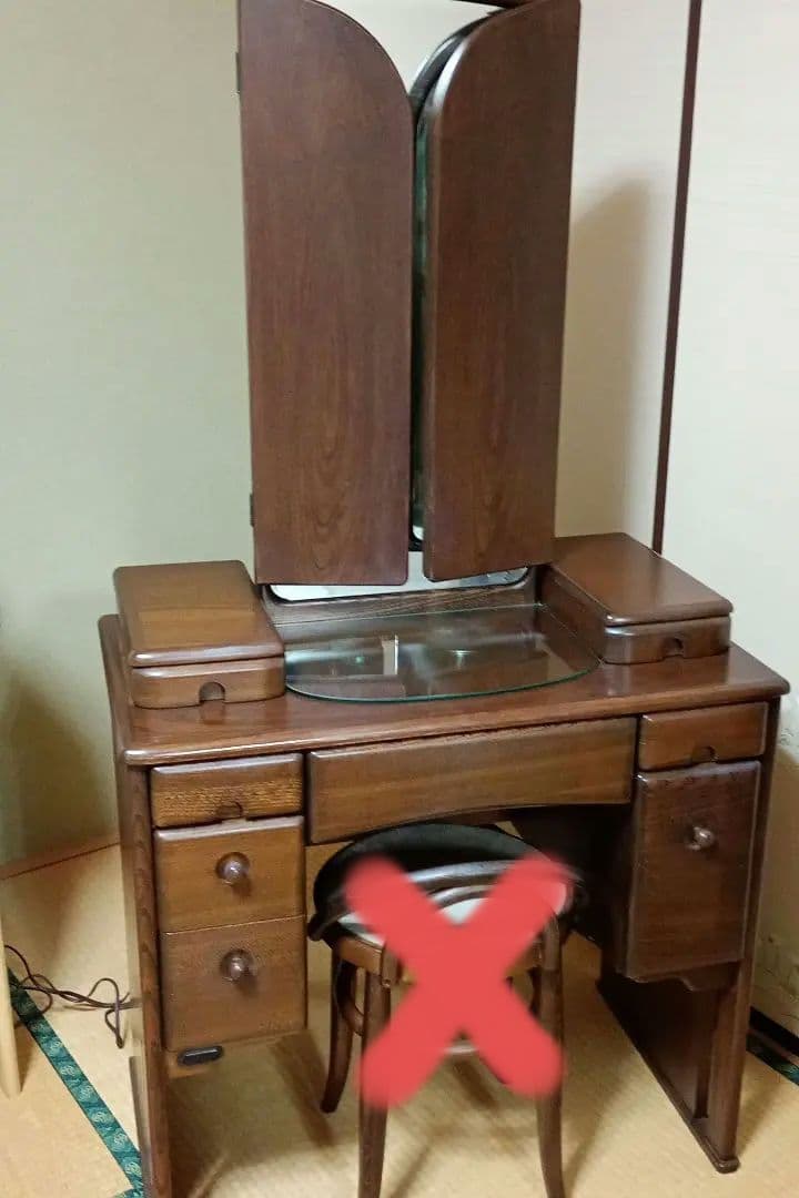 【中古品】木製ドレッサー・鏡台 　椅子同時購入必須