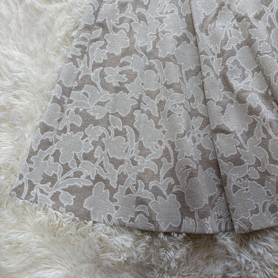 タグ付き ANAYI リネンライク フラワープリント フレアスカート サイズ38