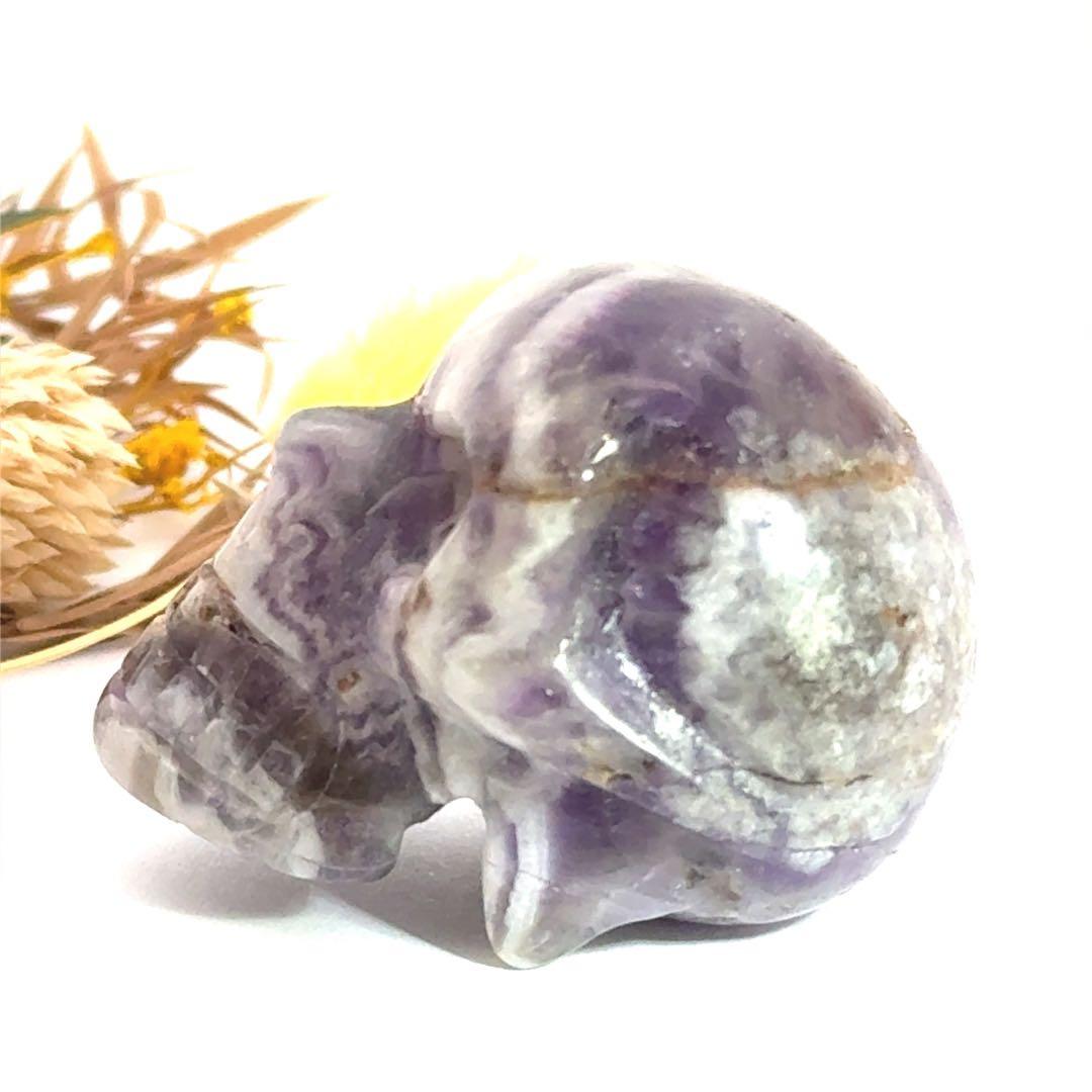 アメジストドクロ　髑髏　紫水晶　天然石　パワーストーン　邪悪祓い