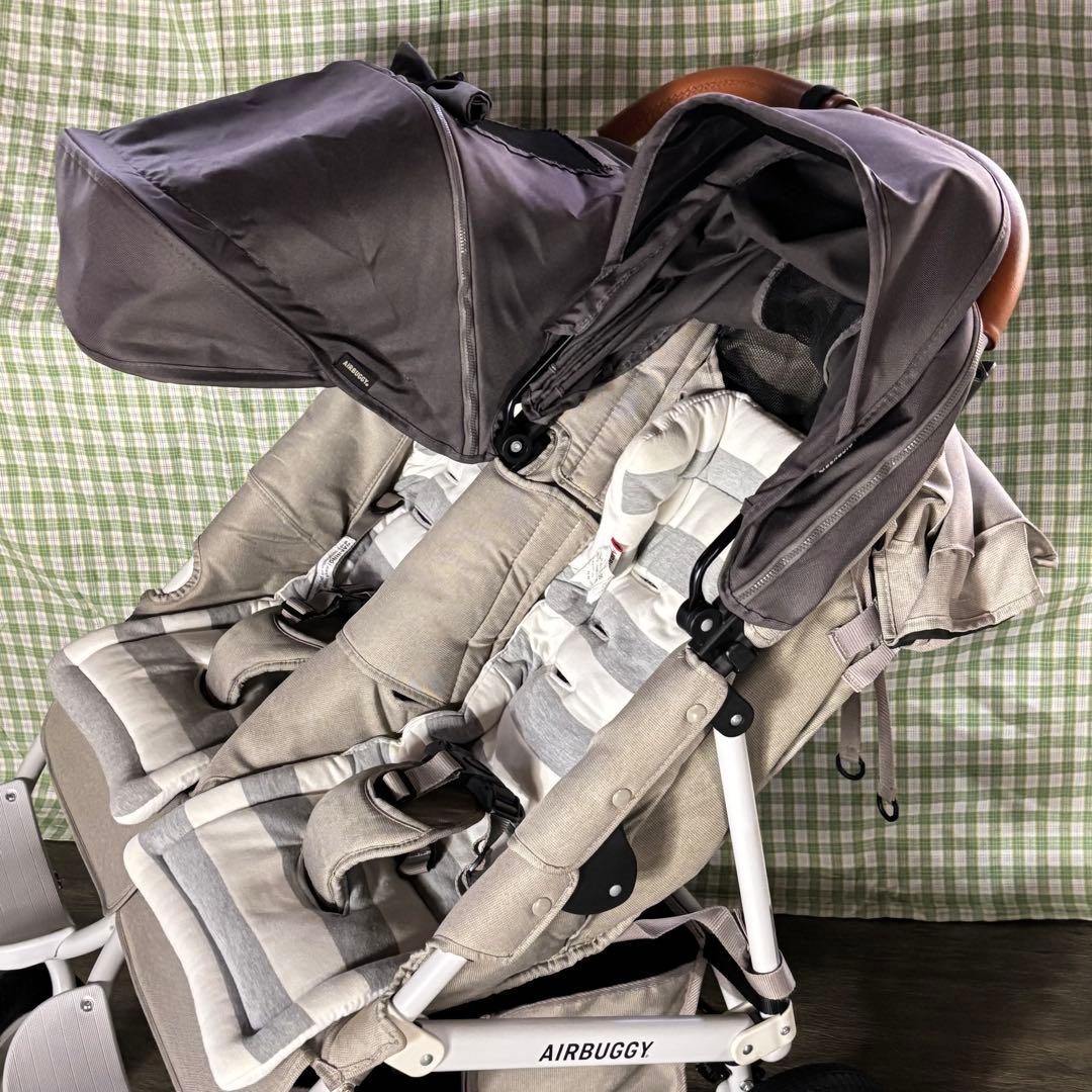 美品AirBuggyエアバギー ココダブルEXフロムバース ストーン 双子バギー