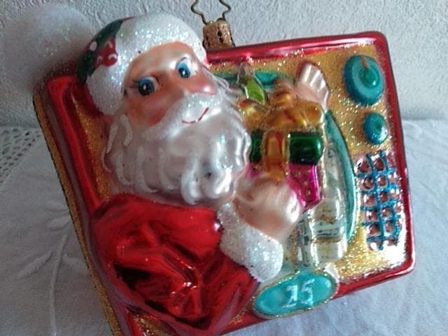 クリストファー・ラコ　ガラスオーナメント　テレビジョンからサンタクロース
