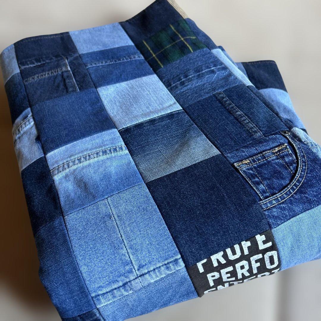 デニムリメイクブランケットマルチカバー膝掛け