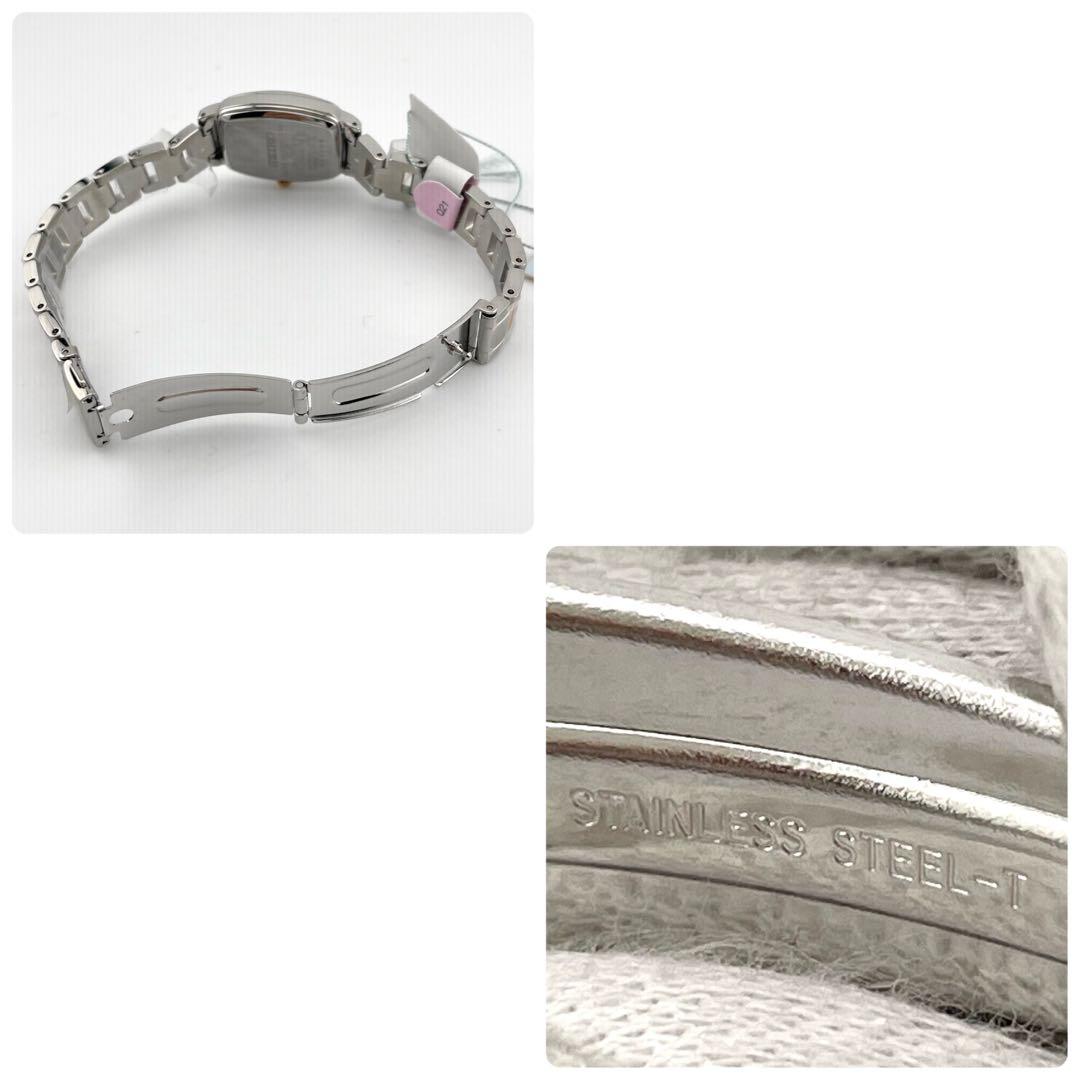 【稼働/未使用級】セイコー　ソーラー　スクエア　腕時計　レディース　ピンク文字盤