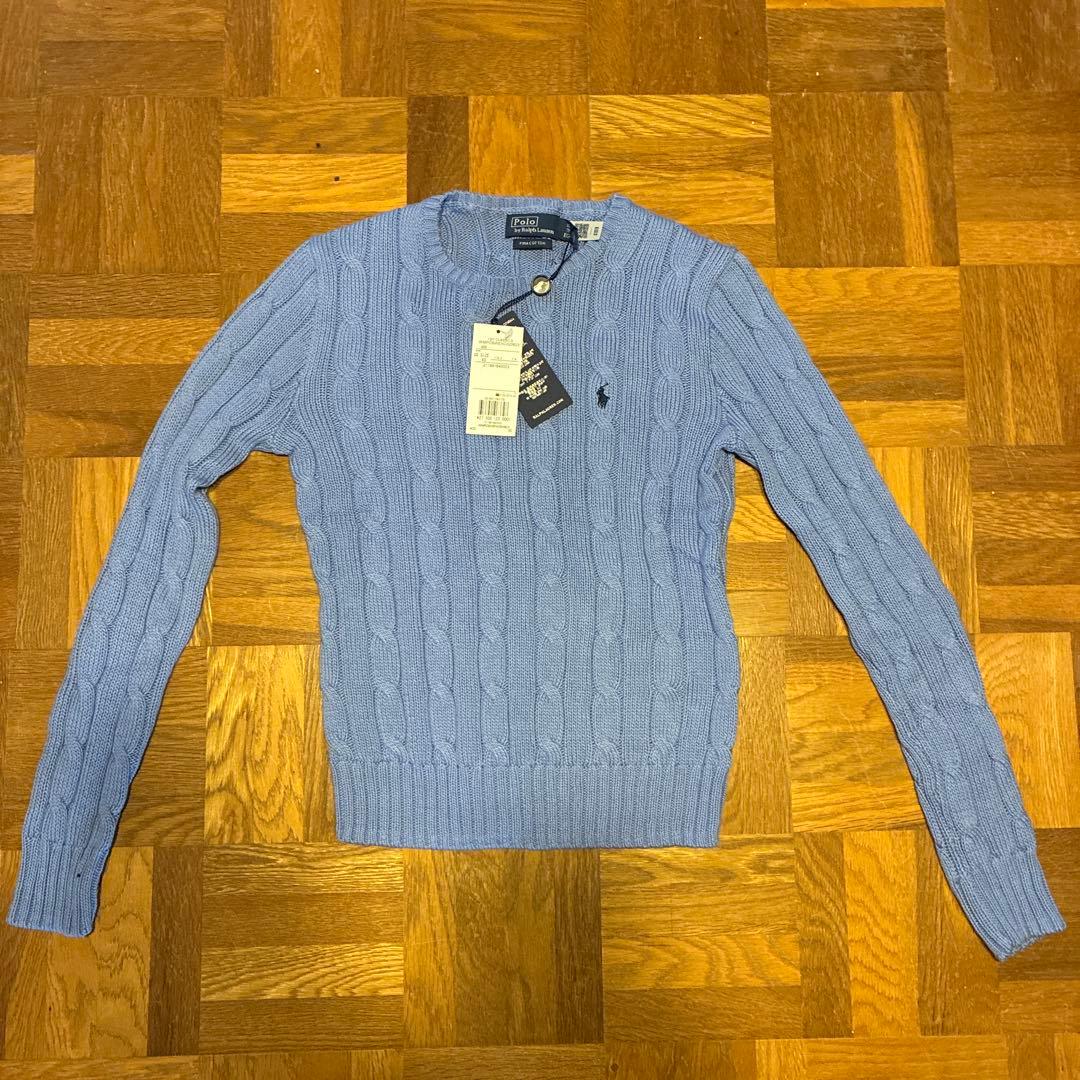 Polo by Ralph Lauren 薄い青 ケーブルニットセーター XS
