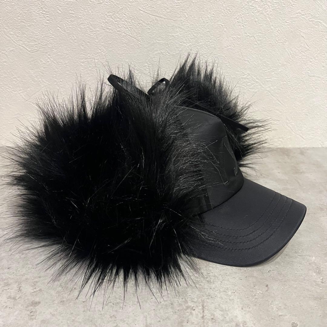 【新品未使用】open Yy ファーキャップ帽 ブラック