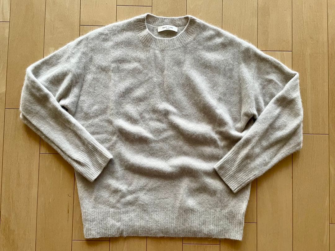 Demi-Luxe BEAMS フラッフィクルーネックニット　ベージュ