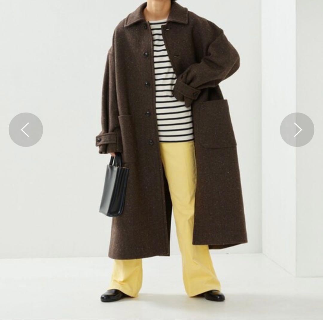 FREAK'S STORE 尾州ネップツイードステンカラーコート ブラウン