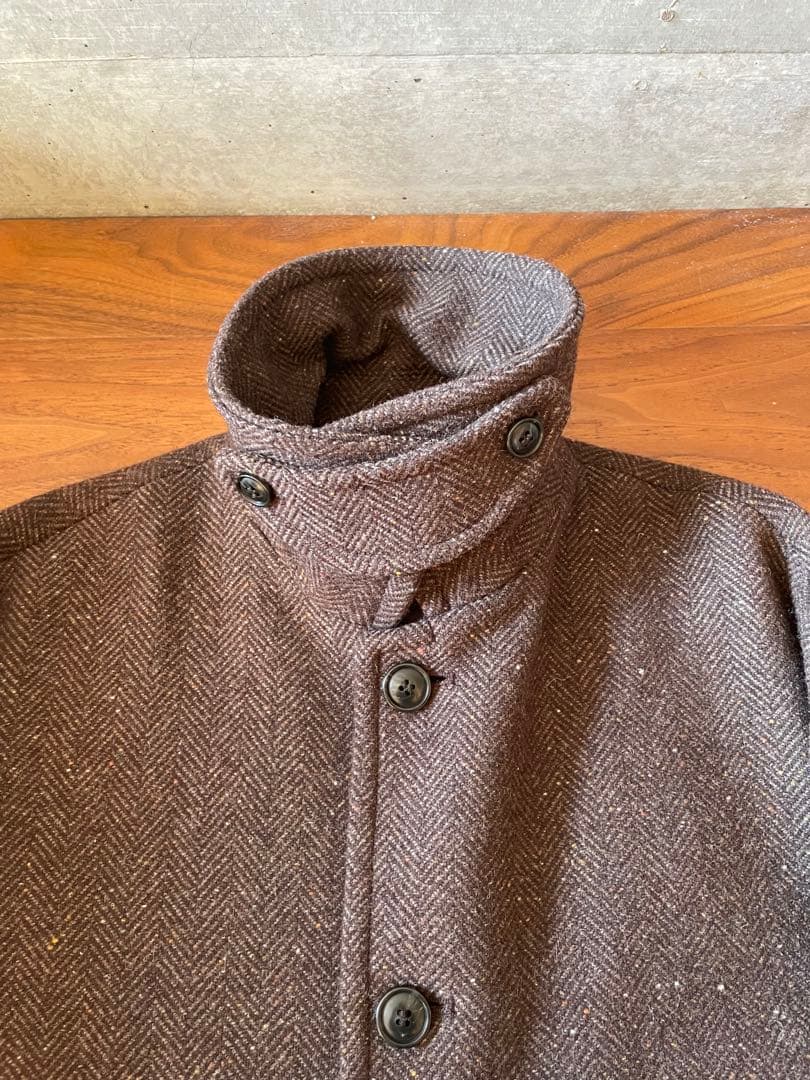 FREAK'S STORE 尾州ネップツイードステンカラーコート ブラウン