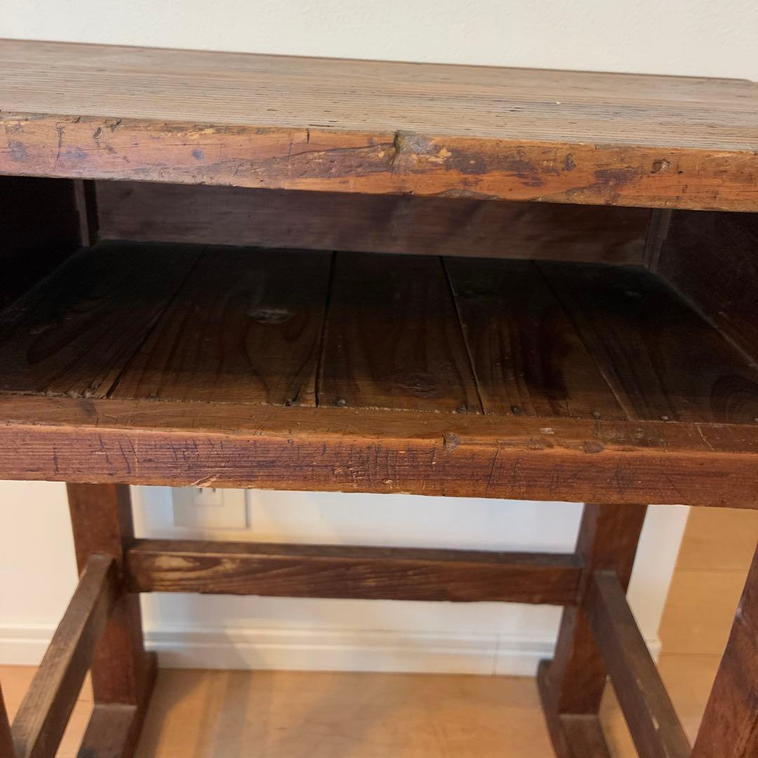木製学校机　古道具　文机　昭和レトロ　蚤の市　アンティーク家具　テーブル
