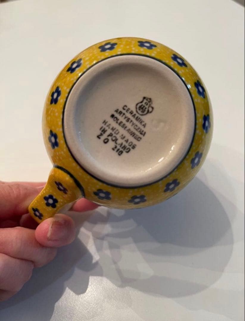 【てる猫】ポーリッシュポタリー　ティーポットとマグカップのセット