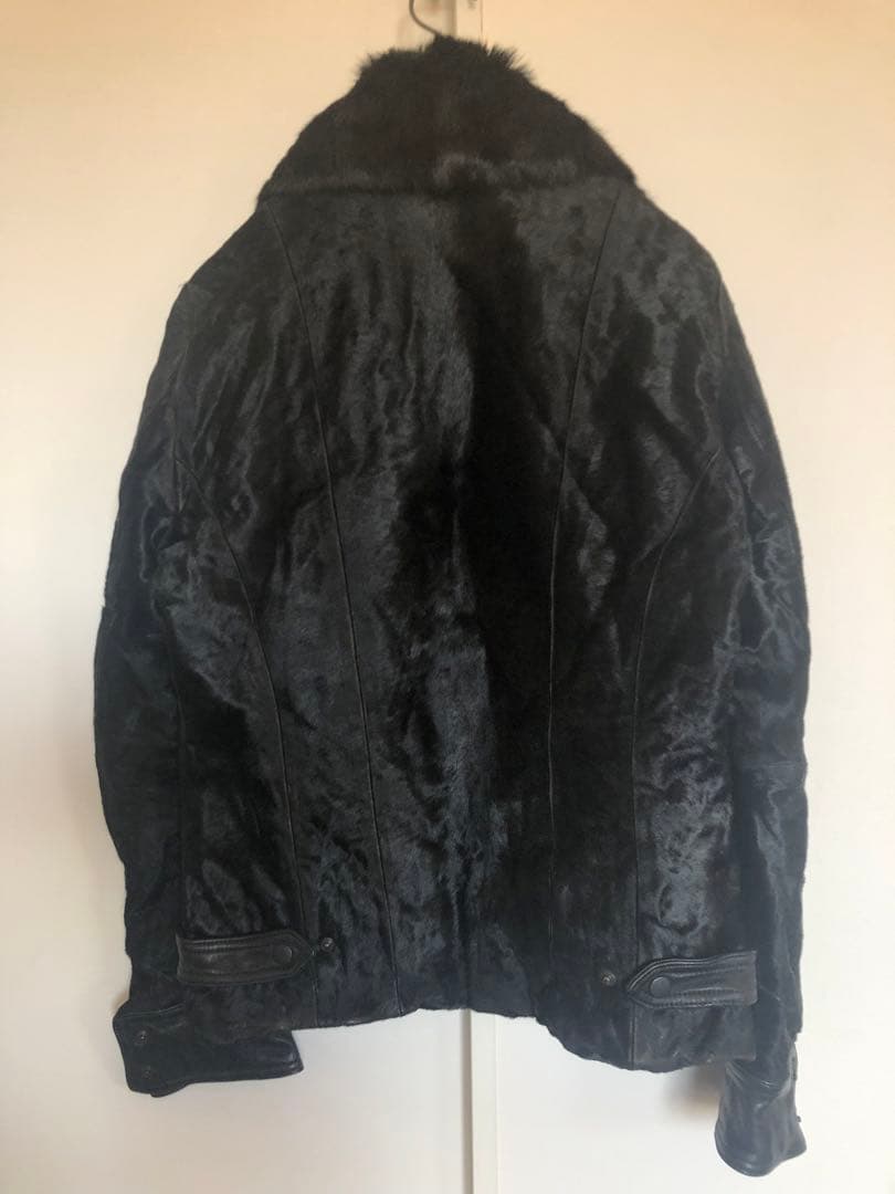 SCHORL 牛革(ハラコ)シングルライダースジャケット