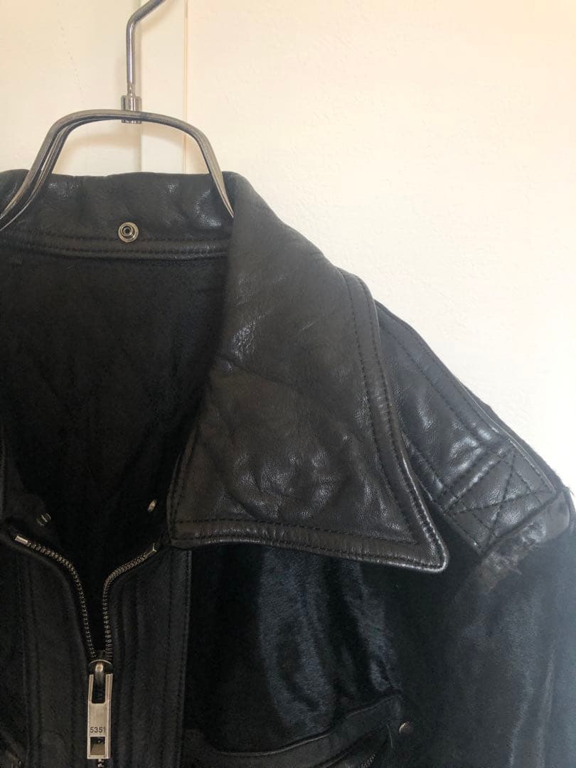 SCHORL 牛革(ハラコ)シングルライダースジャケット