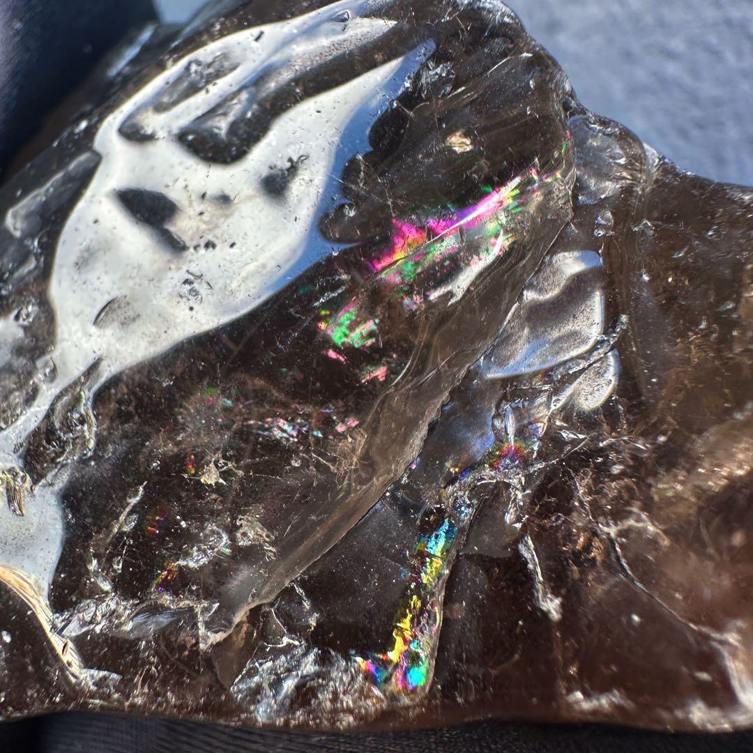 【金運☆魔除】レインボー☆スモーキークォーツ☆天然石フリーフォーム原石A1496