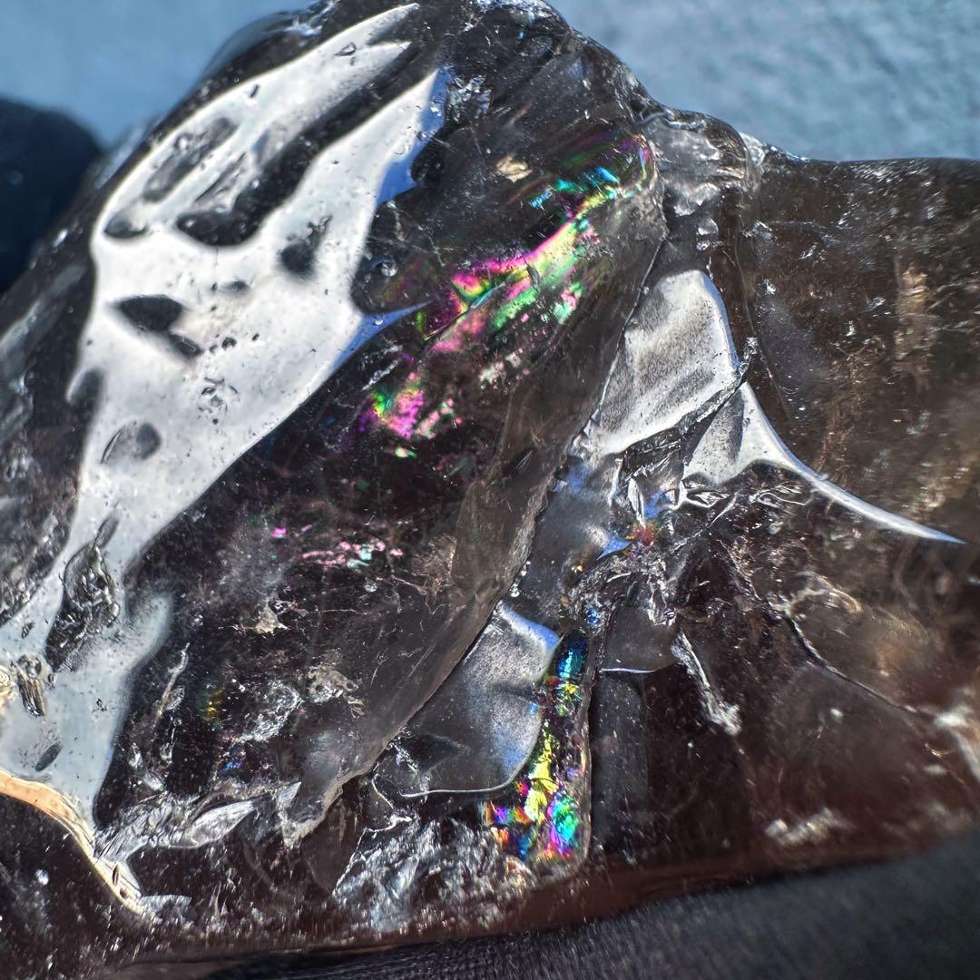 【金運☆魔除】レインボー☆スモーキークォーツ☆天然石フリーフォーム原石A1496