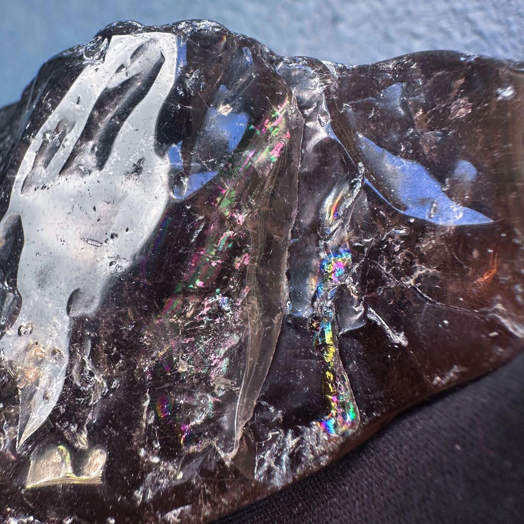 【金運☆魔除】レインボー☆スモーキークォーツ☆天然石フリーフォーム原石A1496