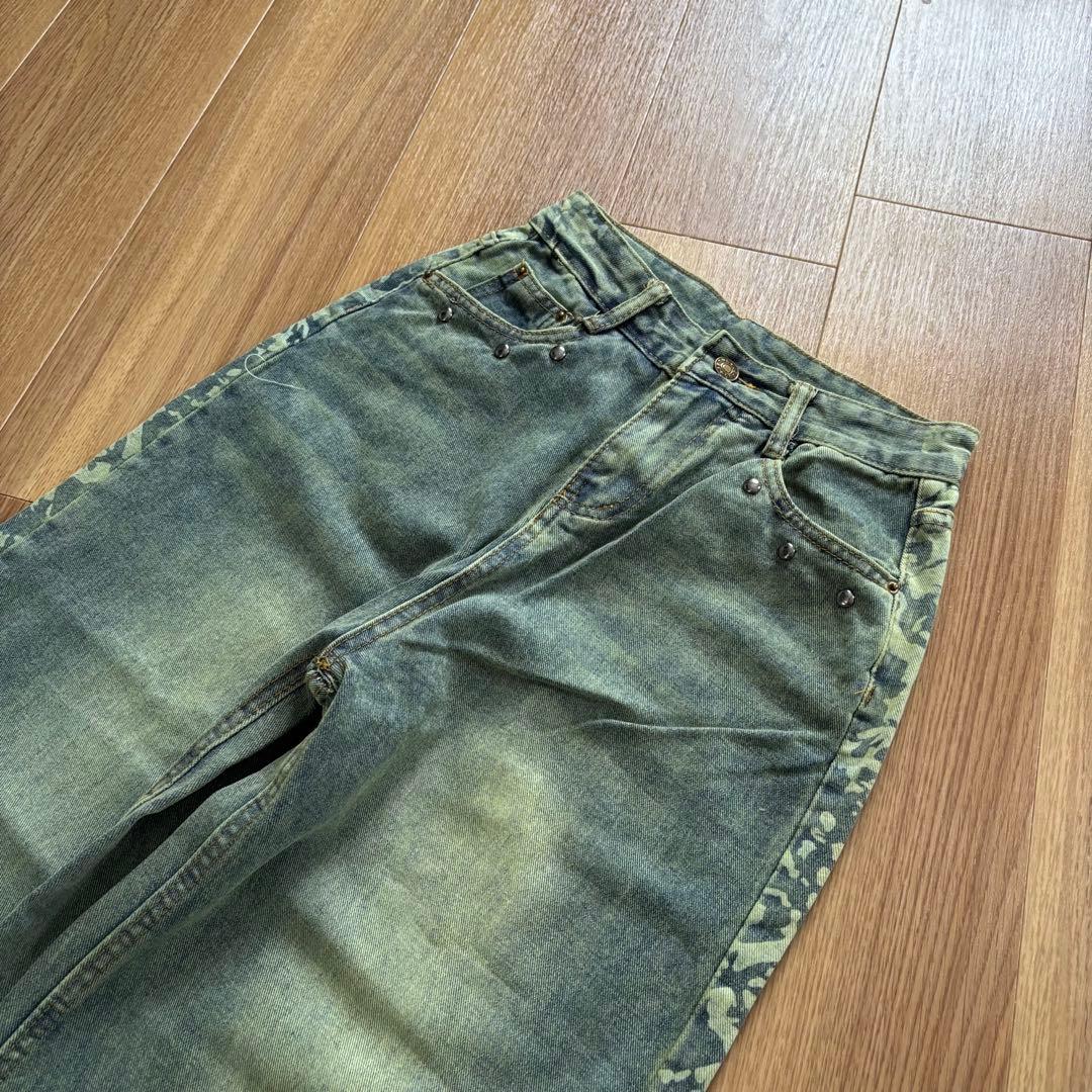 unisex buggy design denim/ワイドデニム　スタッズデニム