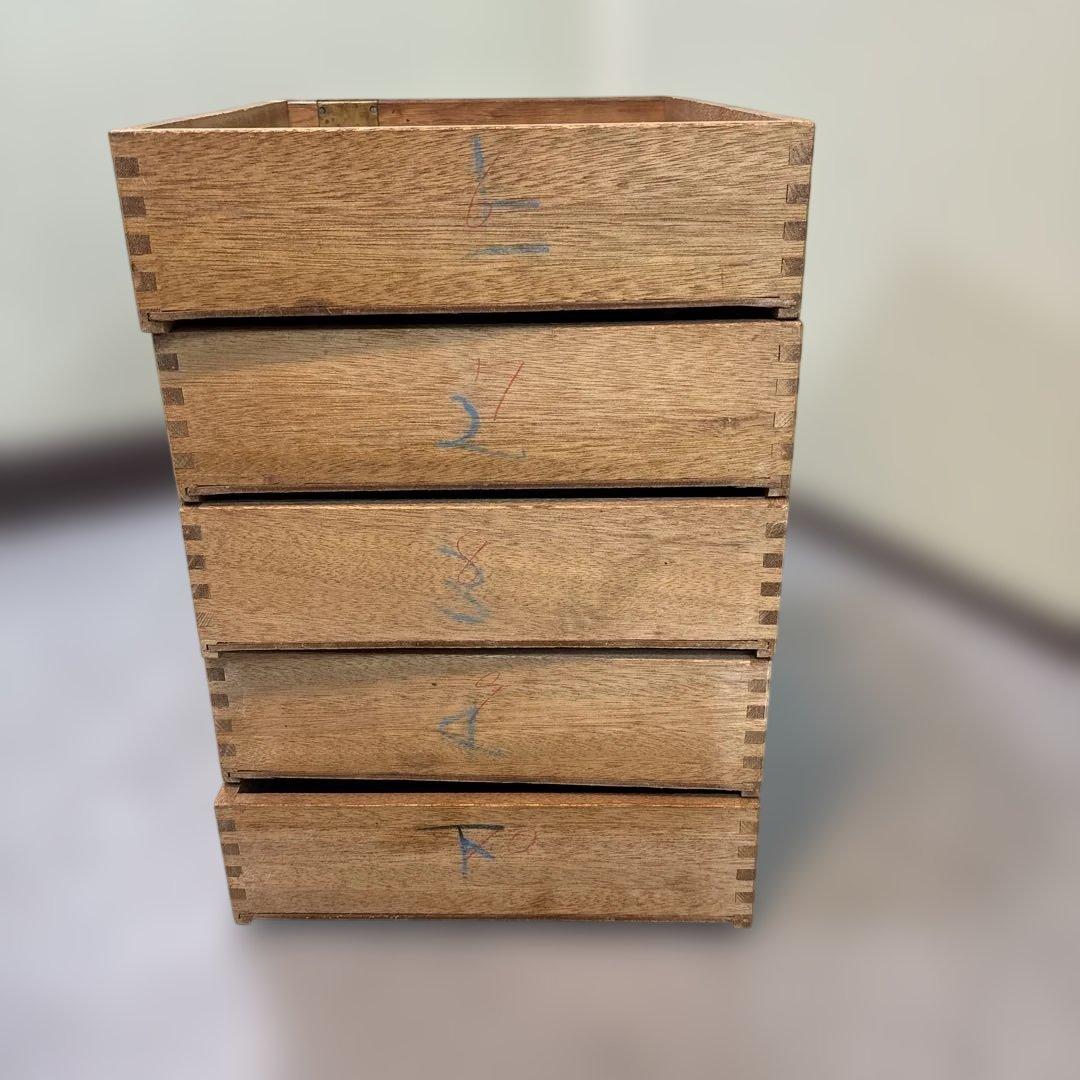 昭和レトロ 木製 5段引き出し｜無垢材 チェスト 大型ラック｜木製取っ手 古道具