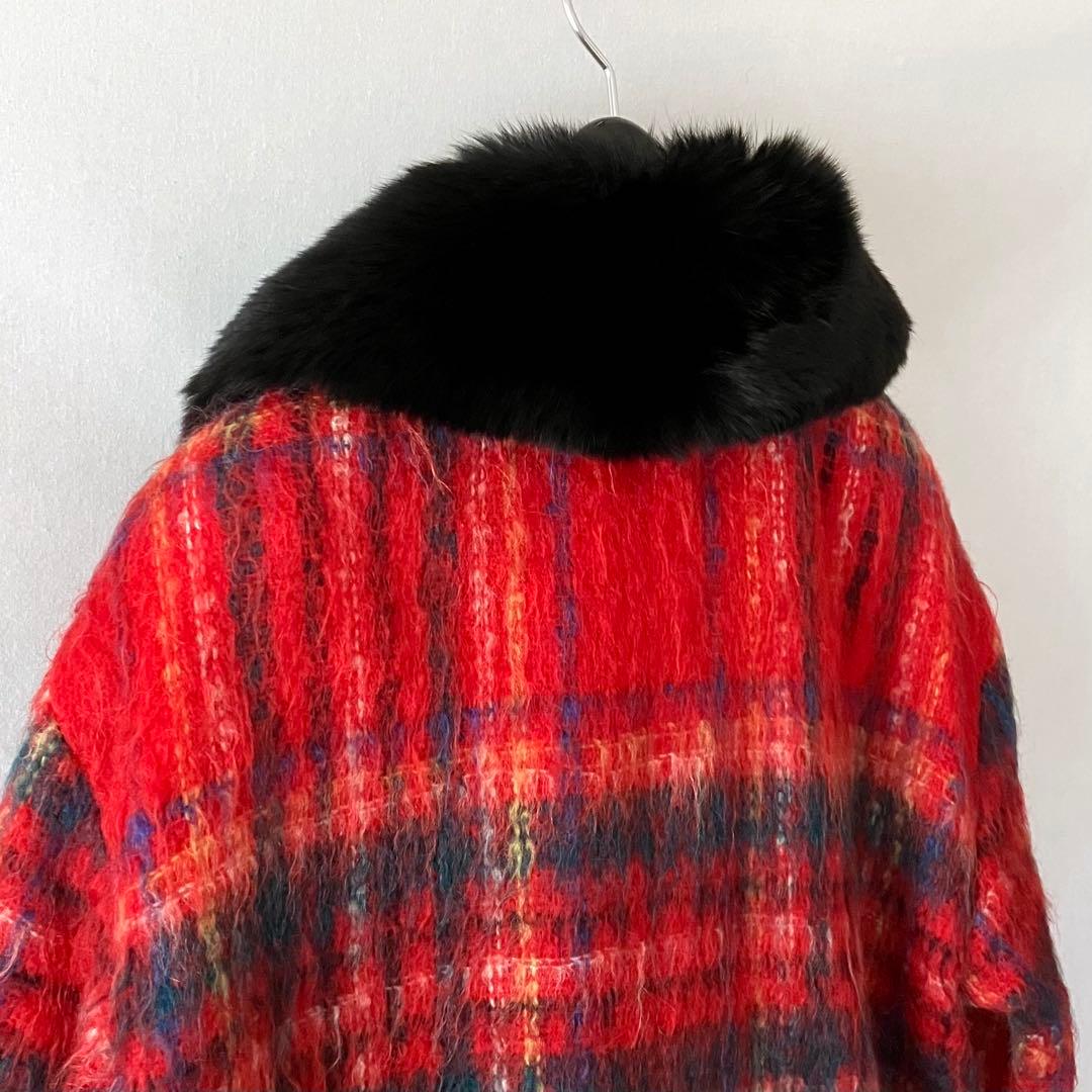 美品 Josephine ジョセフィーヌ コート モヘア チェック フォックス