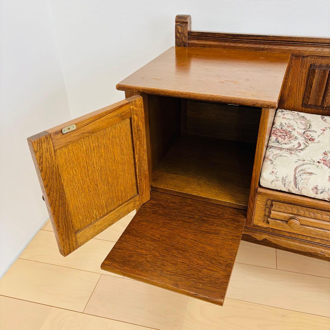 ビンテージチェア　テレフォンベンチ　シート イギリスアンティーク　送料込み