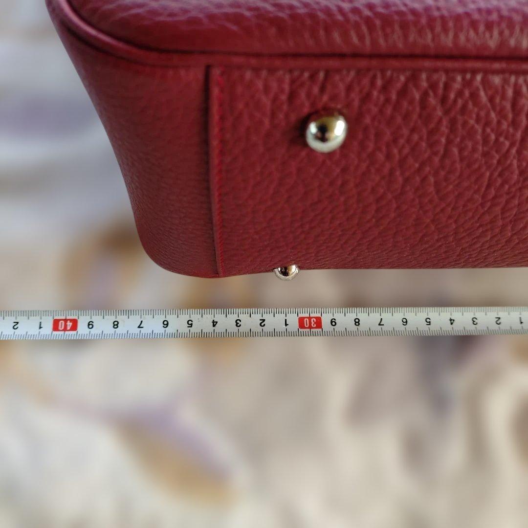 濱野レザーボルドートートバッグ ファスナー付き