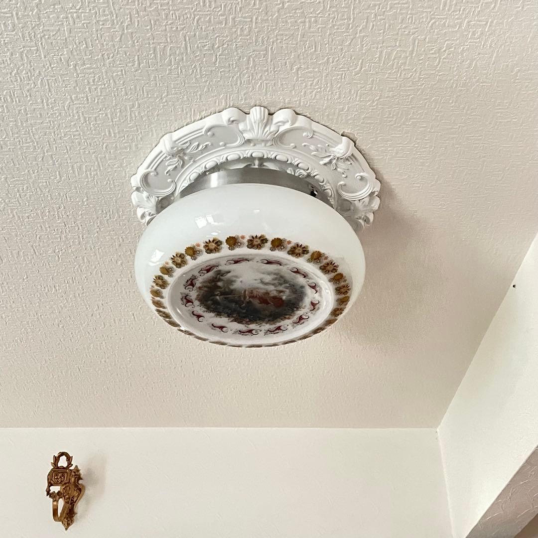 フランスアンティーク☆天井照明器具☆名画 フラゴナール「ぶらんこ」直径36㎝