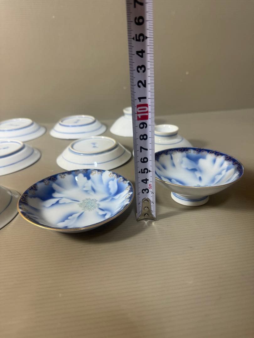 2641 深川製磁　牡丹金ミル　小皿9客　小鉢3客　金彩