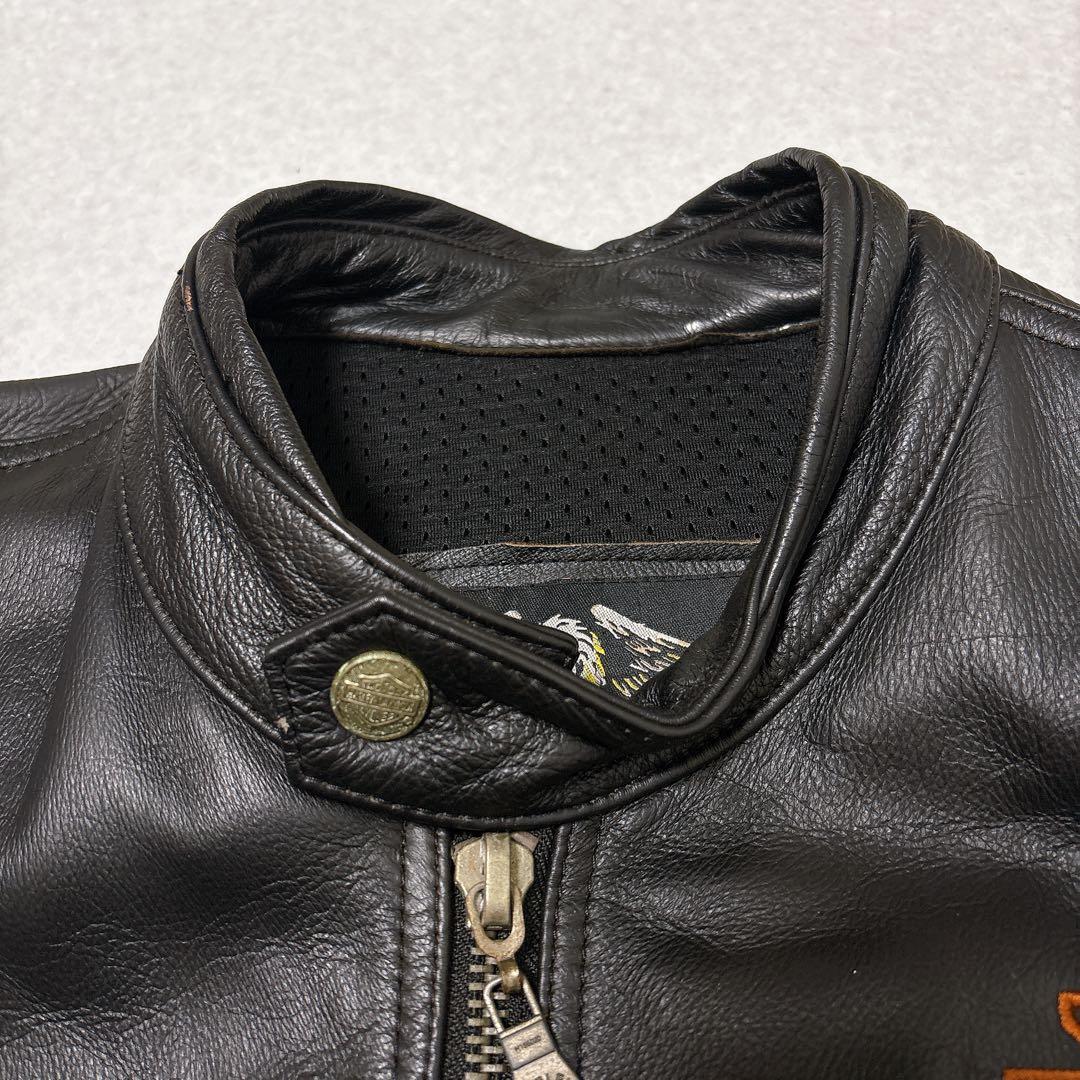 ⭐美品⭐ハーレーダビッドソン シングル ライダースジャケット ロゴ 刺繍 XXL