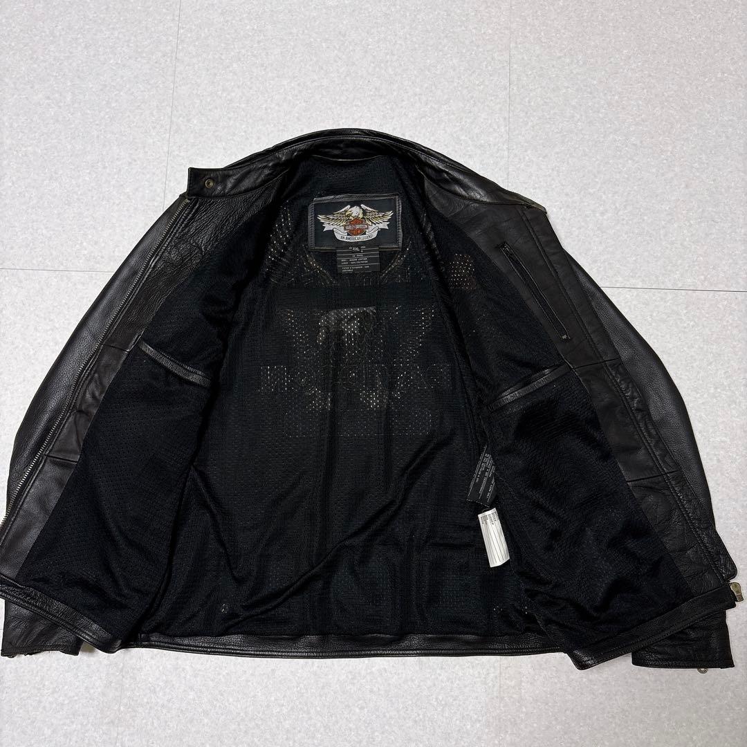 ⭐美品⭐ハーレーダビッドソン シングル ライダースジャケット ロゴ 刺繍 XXL