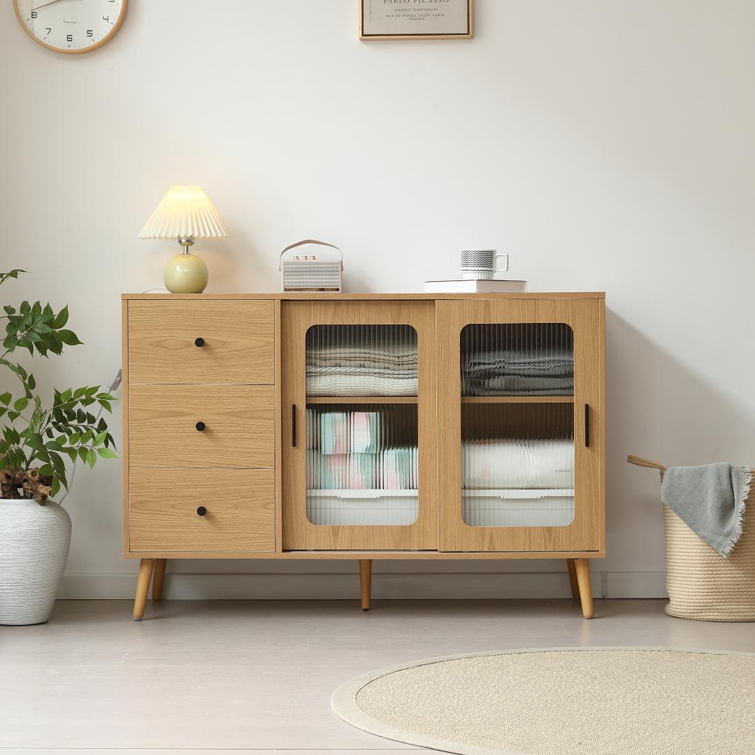 新登場！ 北欧風キャビネット サイドボード 食器棚 キャビネットNATURAL