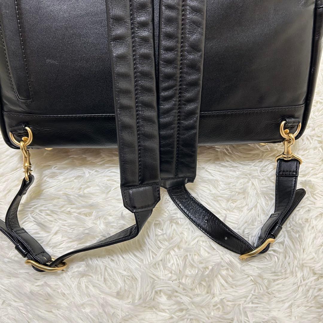 BIZ+U 本革 2way レザーリュック 通勤リュック 黒 A4対応 日本製