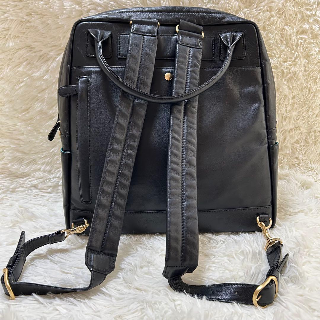 BIZ+U 本革 2way レザーリュック 通勤リュック 黒 A4対応 日本製