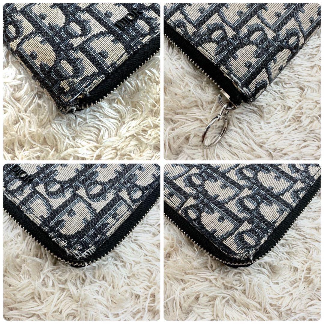 【美品 付属品完備】DIOR 二つ折り財布 トロッター　オブリーク ジャカード
