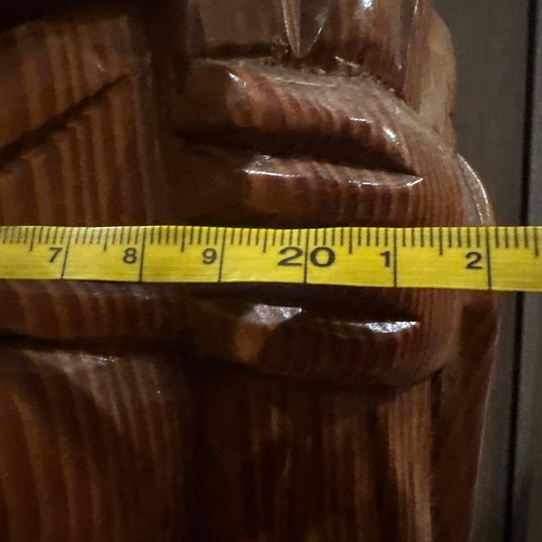 恵比寿大黒天の木彫り置き物。高さ~４６cm