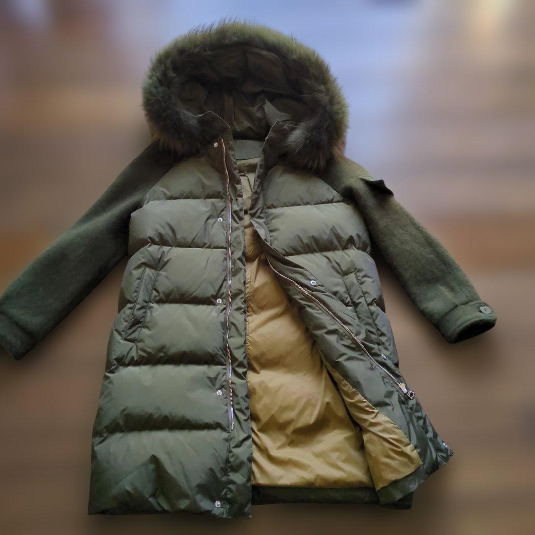 オリーブグリーン ダウンジャケット ファー付き