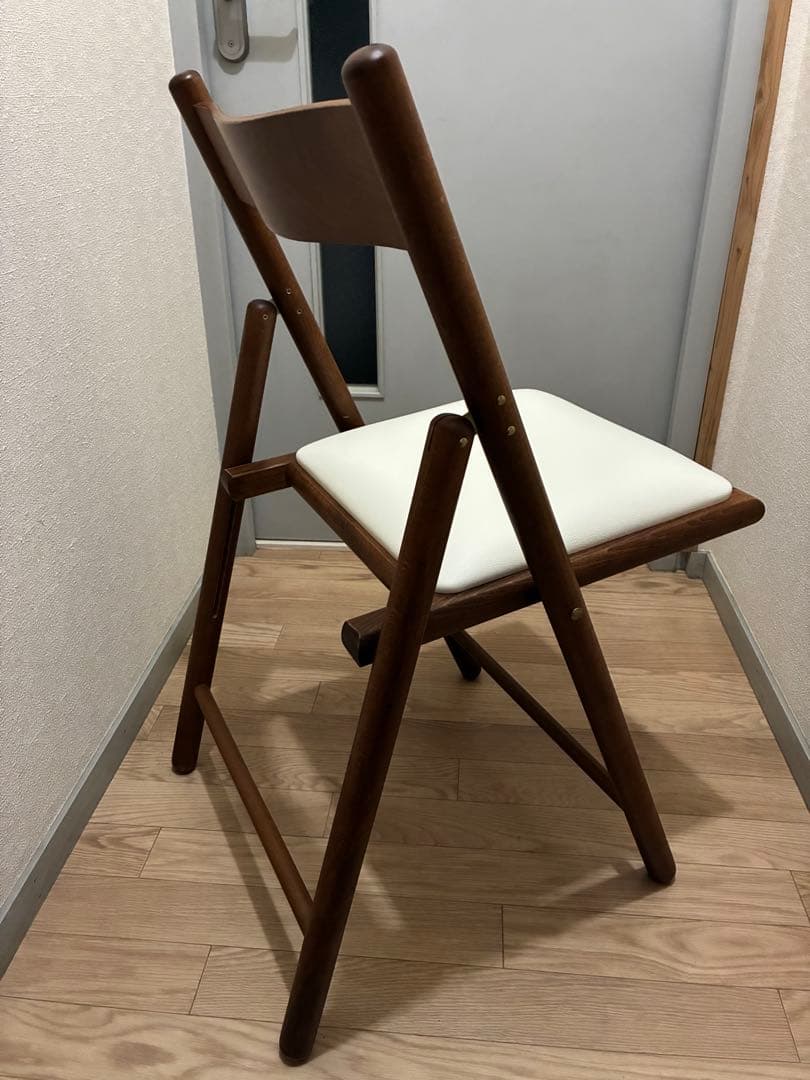 座面張替済 無印良品 折りたたみ椅子 木製チェア ブラウン 廃盤 ブナ材