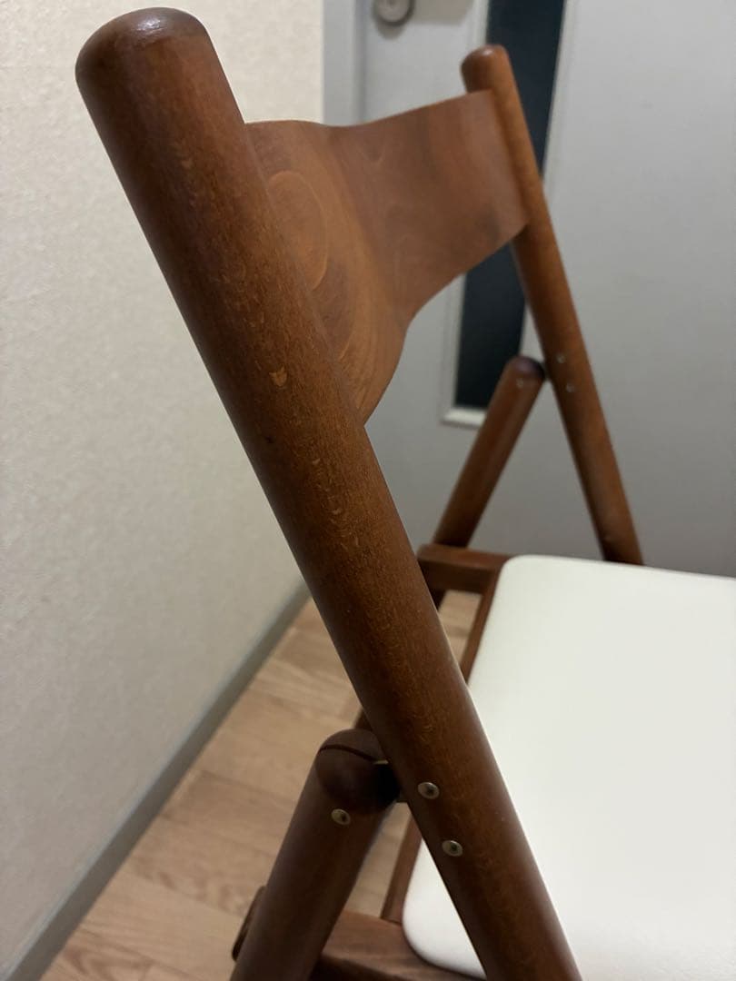 座面張替済 無印良品 折りたたみ椅子 木製チェア ブラウン 廃盤 ブナ材