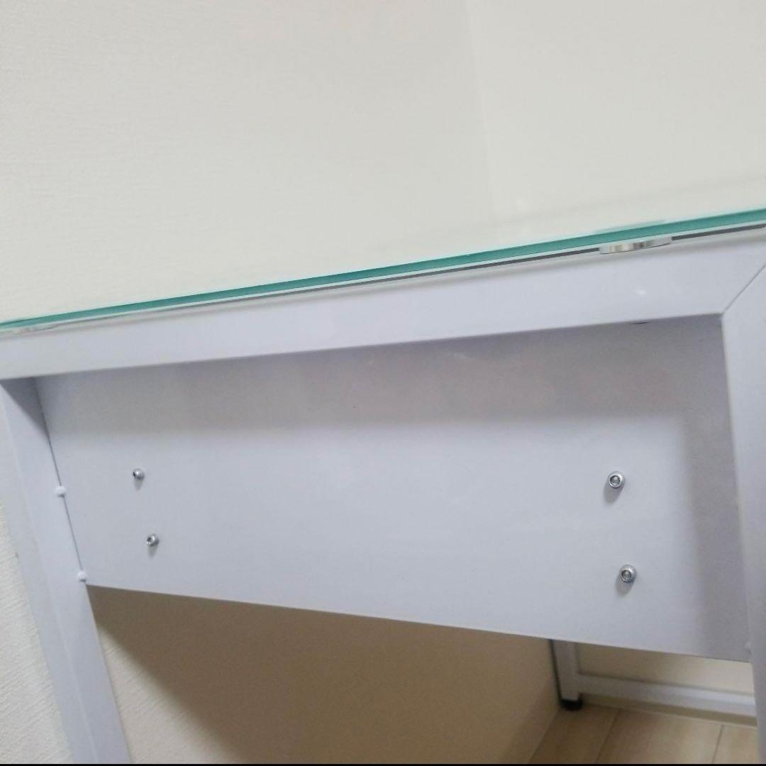 ロウヤ LOWYAコンパクトデスク　省スペース　引き出し付 ガラス天板