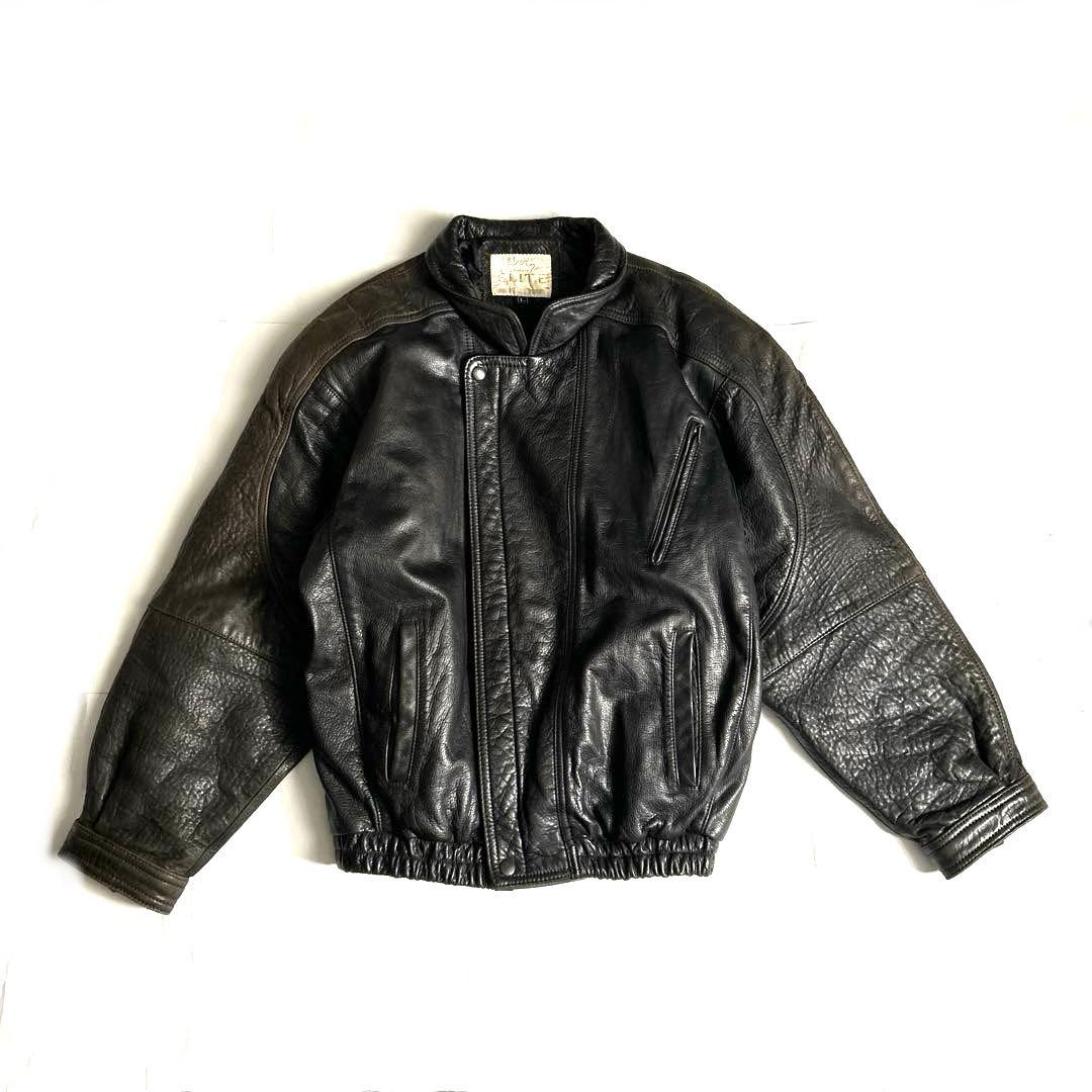 90sヴィンテージELITEラムレザーブルゾンボンバージャケット山羊牛革