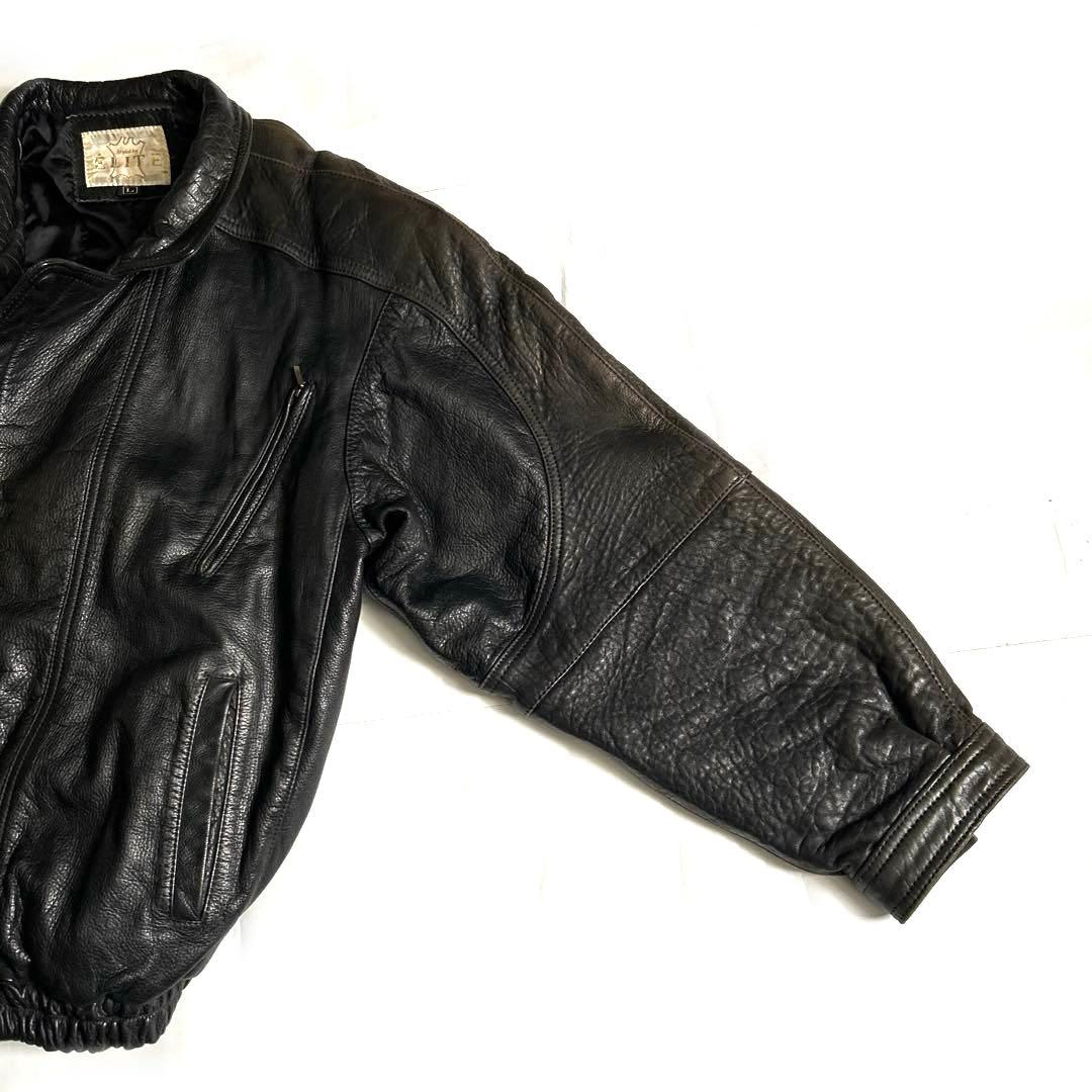 90sヴィンテージELITEラムレザーブルゾンボンバージャケット山羊牛革