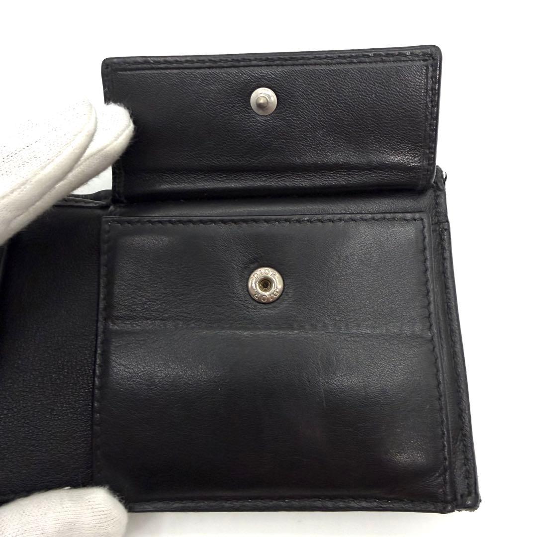 美品　Christian Dior 二つ折り財布 ブラック　トロッター　ロゴ入り