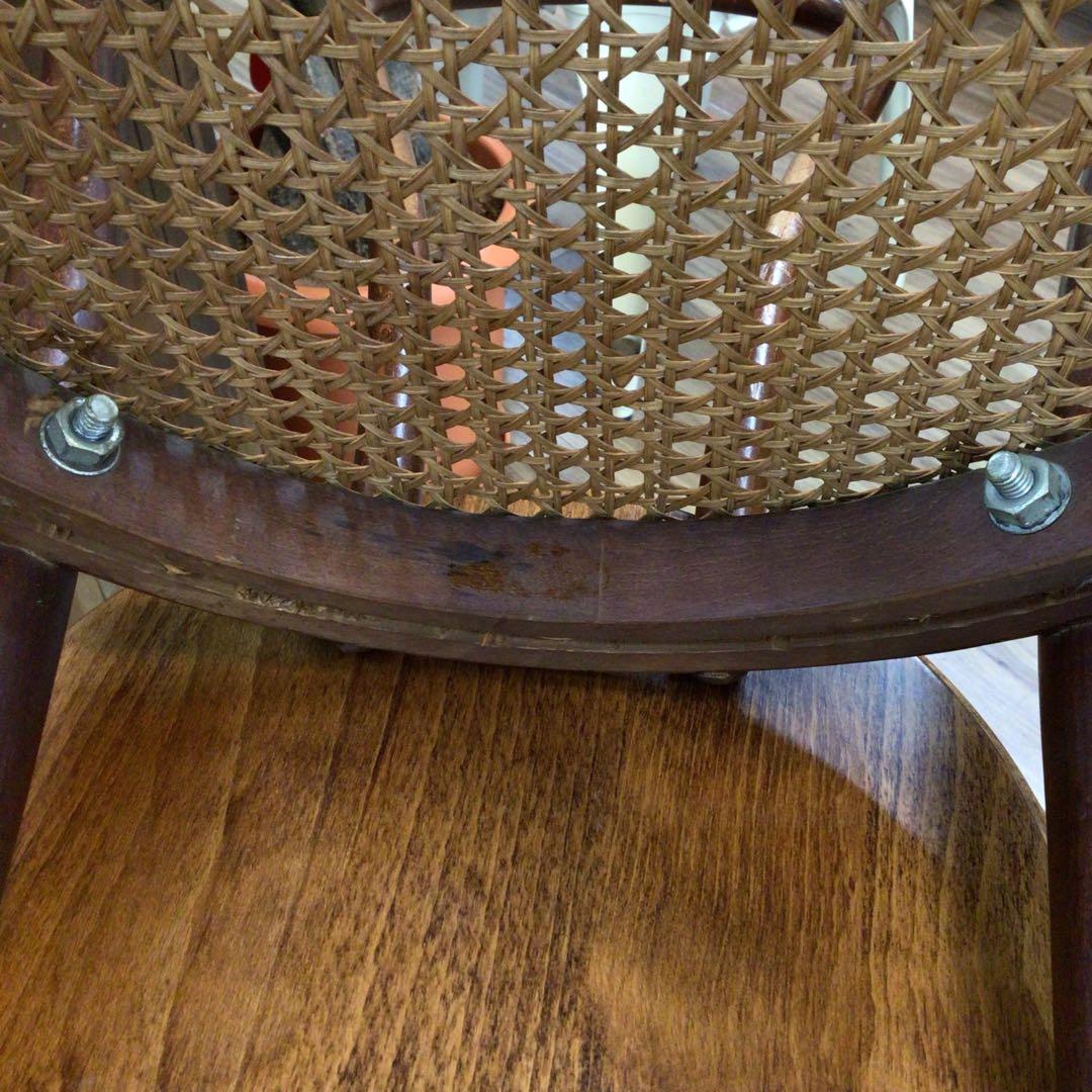 秋田木工 ベントウッドチェア ダイニング ラタン 藤 曲木 レトロ USED