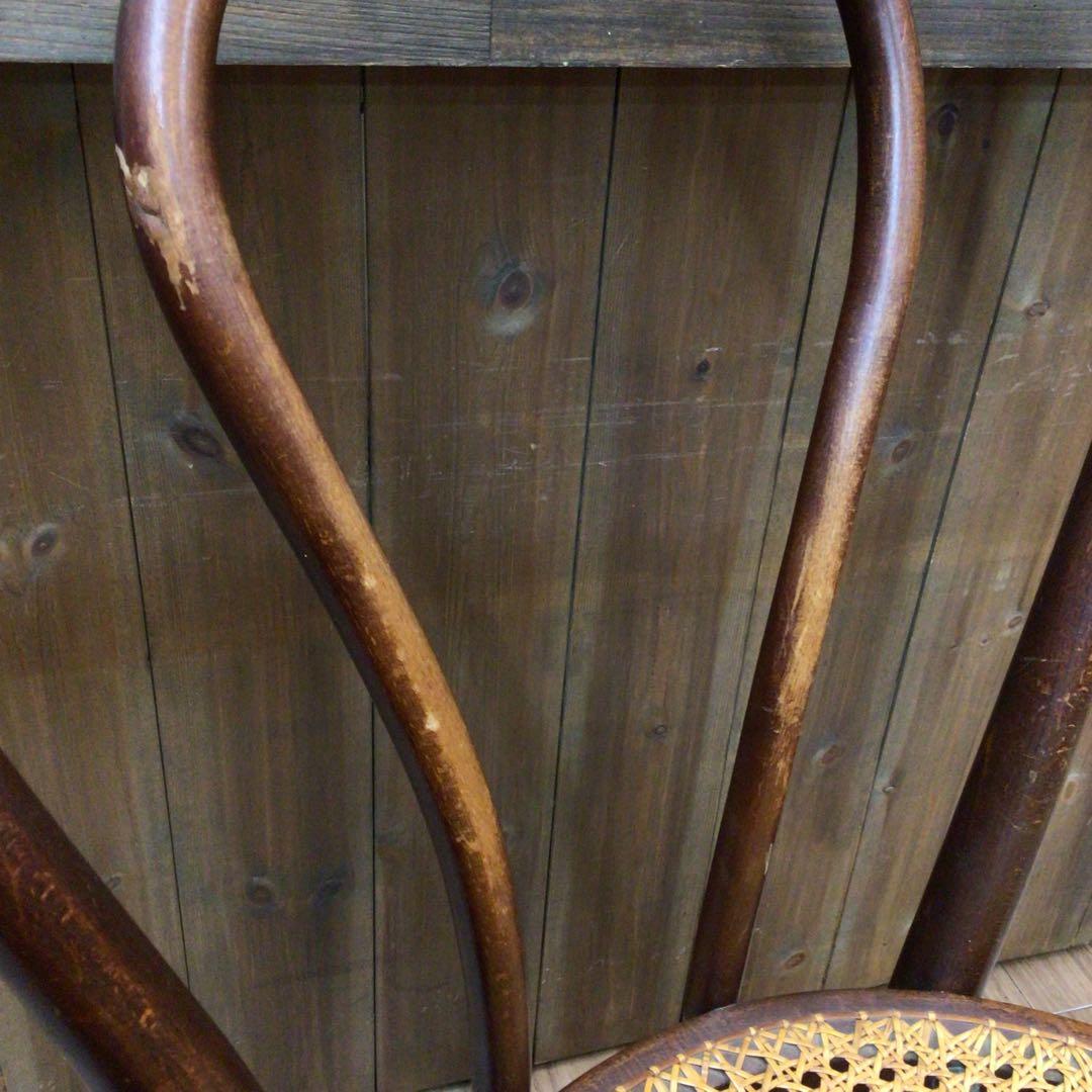 秋田木工 ベントウッドチェア ダイニング ラタン 藤 曲木 レトロ USED