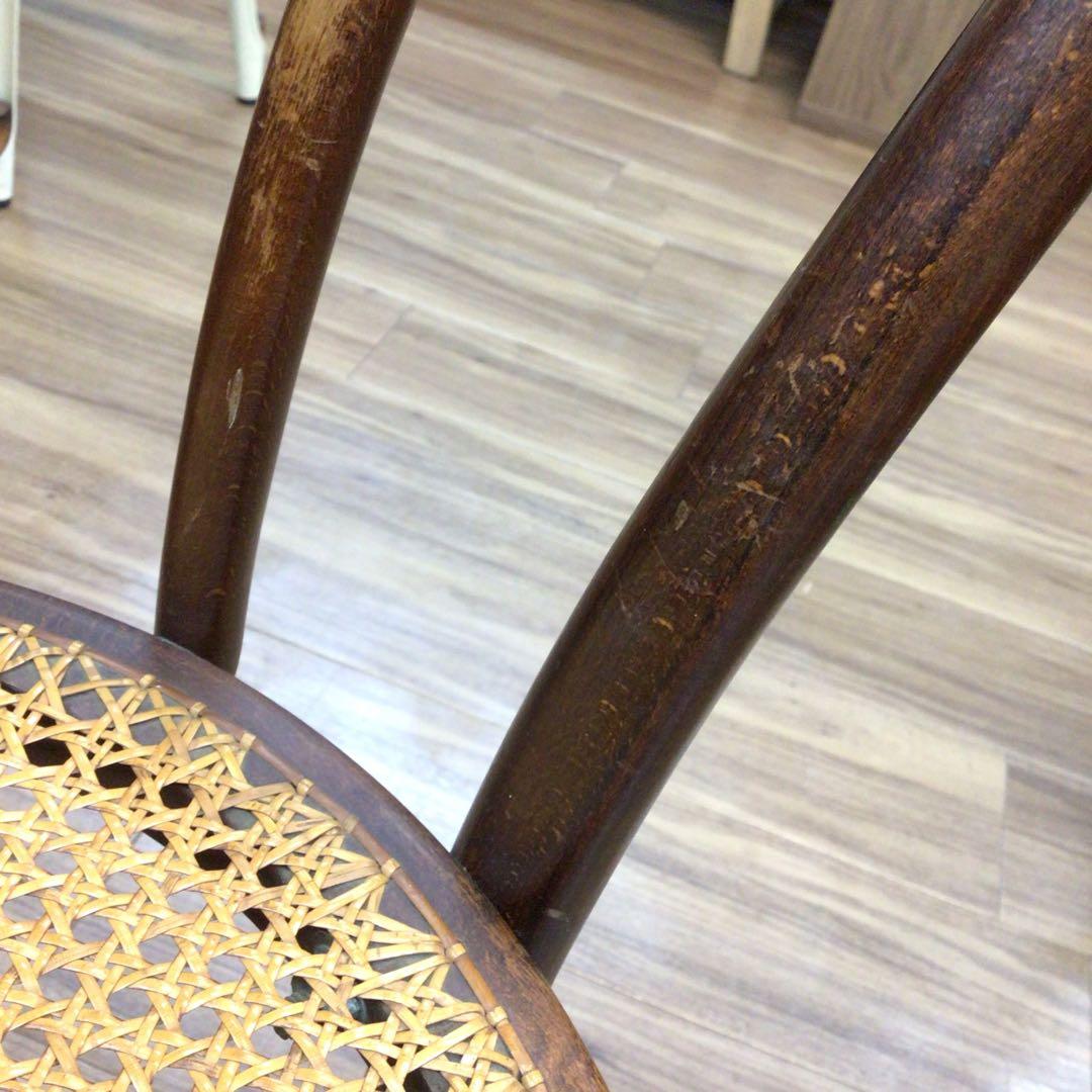 秋田木工 ベントウッドチェア ダイニング ラタン 藤 曲木 レトロ USED