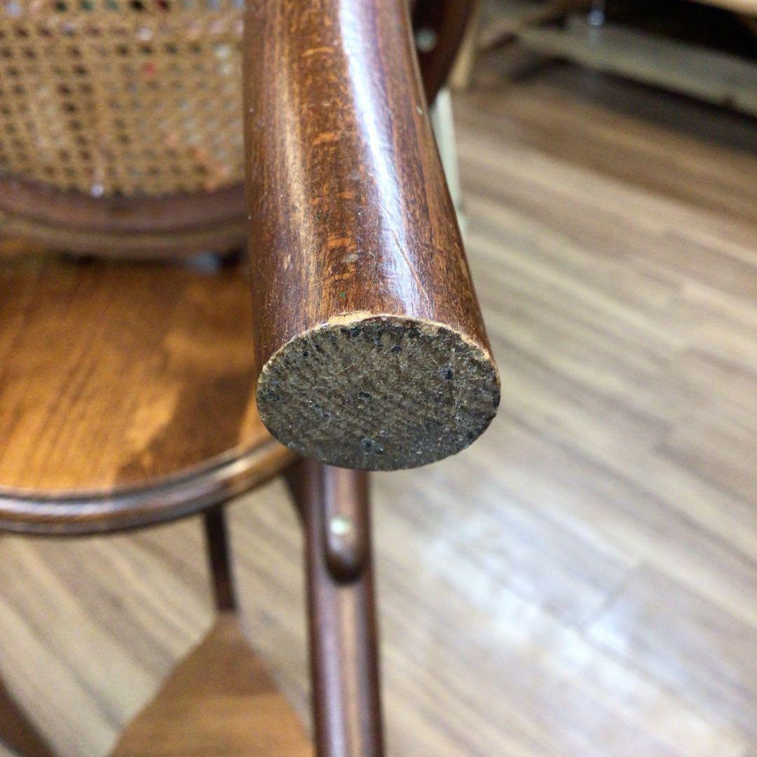 秋田木工 ベントウッドチェア ダイニング ラタン 藤 曲木 レトロ USED