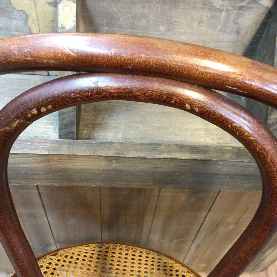秋田木工 ベントウッドチェア ダイニング ラタン 藤 曲木 レトロ USED