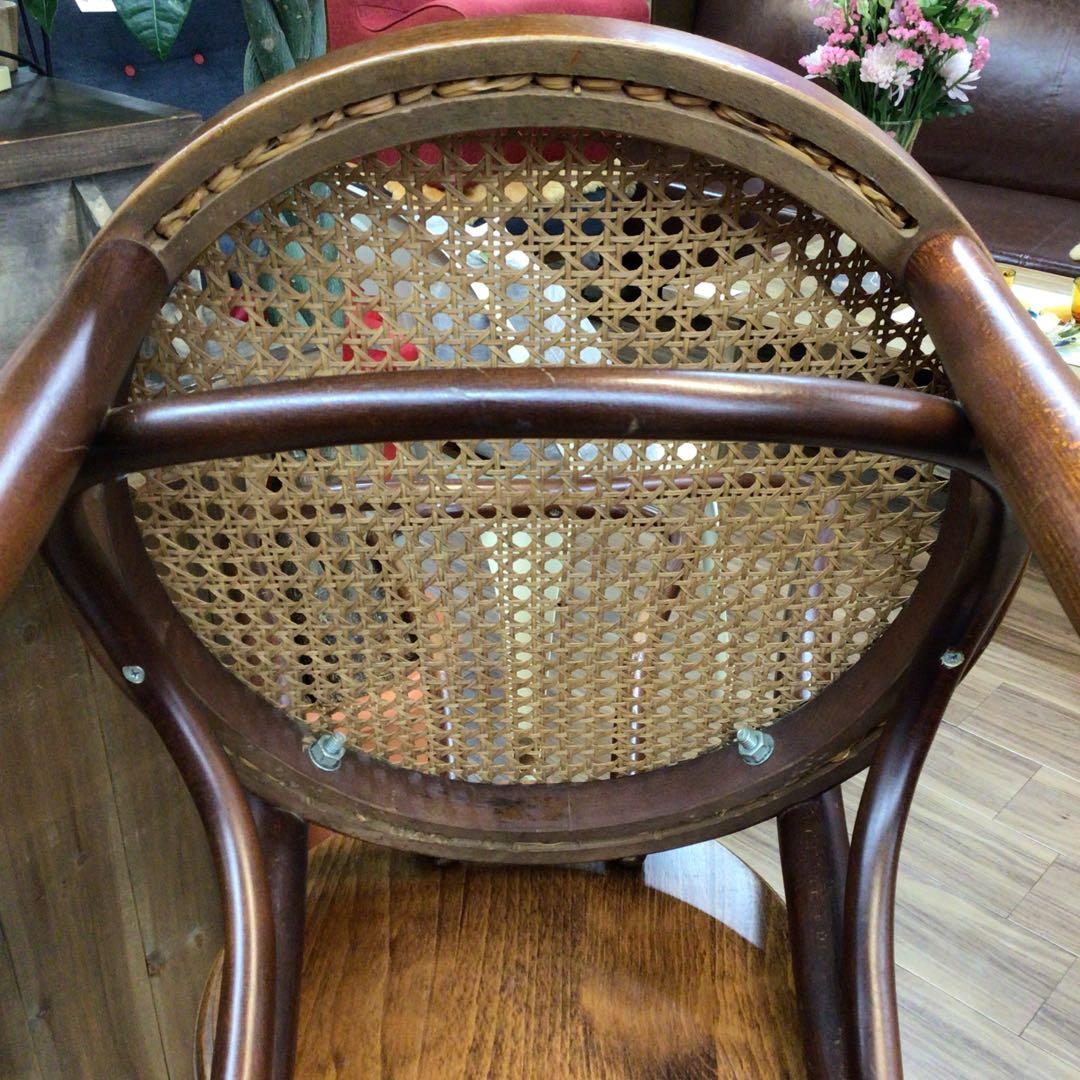 秋田木工 ベントウッドチェア ダイニング ラタン 藤 曲木 レトロ USED